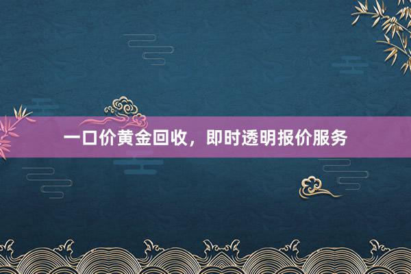 一口价黄金回收，即时透明报价服务